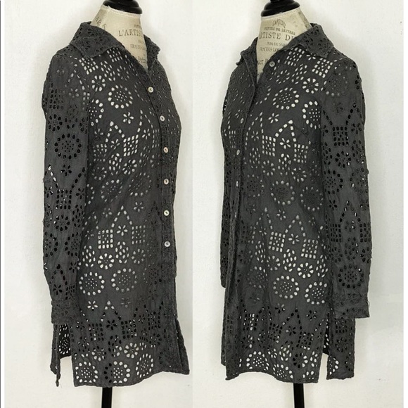 🌸 Anthropologie Gray Buttoned Down Dress By Spiegel Size 6 - Picture 3 of 11